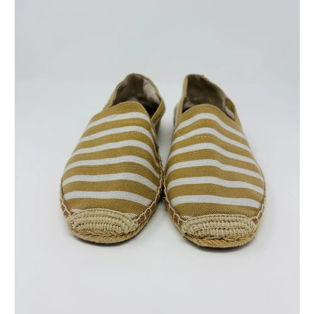 Vionic Valeri Stripe Canvas Espadrille Slip On Flats 8.5 Comfort Orthotic